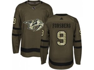 Youth Adidas Nashville Predators #9 Filip Forsberg Green Salute to Service Stitched NHL Jersey