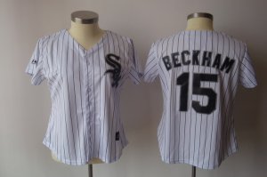 MLB Women Jerseys Chicago white sox #15 beckham white[black stri