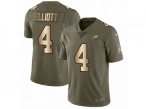 Men Nike Philadelphia Eagles #4 Jake Elliott Limited Olive Gold 2017 Salute to Service NFL Jersey