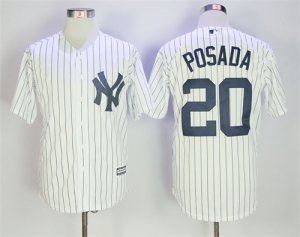 Yankees #20 Jorge Posada White Cool Base Jersey