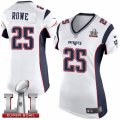 Womens Nike New England Patriots #25 Eric Rowe Elite White Super Bowl LI 51 NFL Jersey