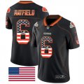 Nike Browns #6 Baker Mayfield Black USA Flag Fashion Limited Jersey