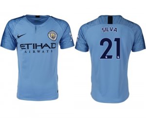 2018-19 Manchester City 21 SILVA Home Thailand Soccer Jersey