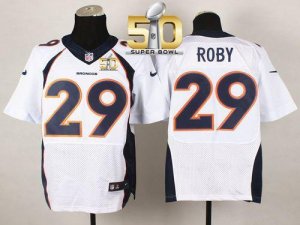 Nike Denver Broncos #29 Bradley Roby White Super Bowl 50 Men Stitched NFL New Elite Jersey