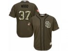 Youth Majestic San Diego Padres #37 Travis Wood Replica Green Salute to Service Cool Base MLB Jersey