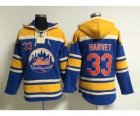 mlb jerseys new york mets #33 harvey blue[pullover hooded sweatshirt]