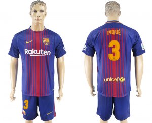 2017-18 Barcelona 3 PIQUE Home Soccer Jersey