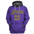 Lakers 23 Lebron James Purple All Stitched Hooded Sweatshir