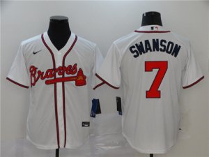 Braves #7 Dansby Swanson White 2020 Nike Cool Base Jersey