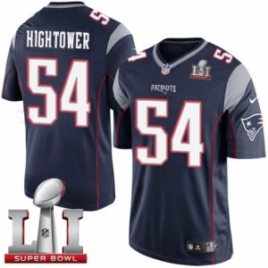 Youth Nike New England Patriots #54 Dont\'a Hightower Elite Navy Blue Team Color Super Bowl LI 51 NFL Jersey