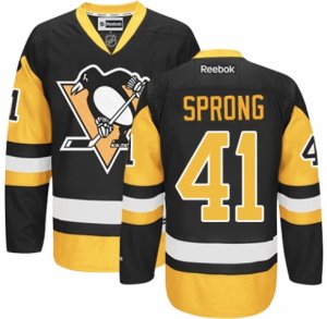 Mens Reebok Pittsburgh Penguins #41 Daniel Sprong Authentic Black Gold Third NHL Jersey