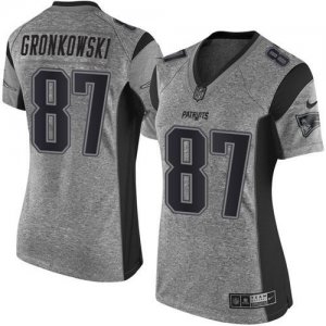 Women Nike New England Patriots #87 Rob Gronkowski Gray Stitched Gridiron