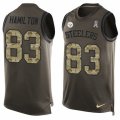 Mens Nike Pittsburgh Steelers #83 Cobi Hamilton Limited Green Salute to Service Tank Top NFL Jersey