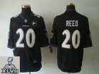 2013 Super Bowl XLVII NEW Baltimore Ravens 20 Ed Reed Black Alternate With Art Patch (Limited)