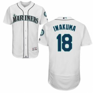 Mens Majestic Seattle Mariners #18 Hisashi Iwakuma White Flexbase Authentic Collection MLB Jersey