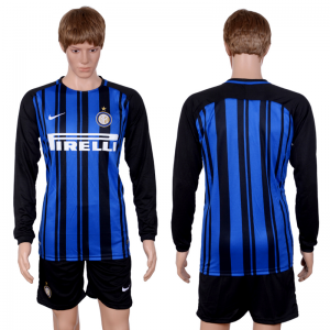 2017-18 Inter Milan Home Long Sleeve Soccer Jersey