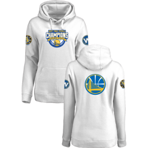 Golden State Warriors 2017 NBA Champions White Womens Pullover Hoodie3