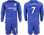2018-19 Chelsea 7 KANTE Home Long Sleeve Soccer Jersey