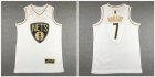 Nets #7 Kevin Durant White Gold Swingman Jersey