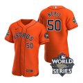 Astros #50 Hector Neris Orange Nike 2022 World Series Flexbase Jersey