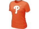women MLB Philadelphia Phillies Heathered Orange Nike Blended T-Shirt