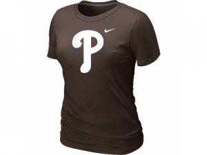 women MLB Philadelphia Phillies Heathered Brown Nike Blended T-Shirt