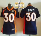 Women Nike Broncos #30 Terrell Davis Blue Alternate Super Bowl 50 NFL Jersey