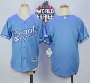 Youth Kansas City Royals Blank Light Blue Alternate 1 Cool Base W 2015 World Series Patch Stitched MLB Jersey