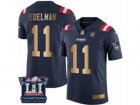 Mens Nike New England Patriots #11 Julian Edelman Limited Navy Gold Rush Super Bowl LI Champions NFL Jersey