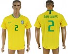 Brazil 2 DANI ALVES Home 2018 FIFA World Cup Thailand Soccer Jersey