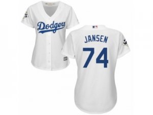 Women Majestic Los Angeles Dodgers #74 Kenley Jansen Replica White Home 2017 World Series Bound Cool Base MLB Jersey