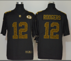 Men Green Bay Packers #12 Aaron Rodgers Black 2020 Nike Flocked