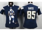 Nike Womens San Diego Charger #85 Gates Blue Portrait Fashion Game Jerseys