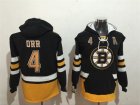 Bruins #4 Bobby Orr Black All Stitched Hooded Sweatshirt