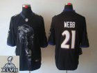 2013 Super Bowl XLVII NEW Baltimore Ravens 21 Lardarius Webb Black Jerseys (Helmet Tri-Blend Limited)
