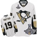 Mens Reebok Pittsburgh Penguins #19 Bryan Trottier Premier White Away 2016 Stanley Cup Champions NHL Jersey