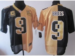 Nike NFL New Orleans Saints #9 Drew Brees Black Gold Jerseys C patch(Elite)