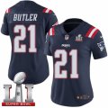 Womens Nike New England Patriots #21 Malcolm Butler Limited Navy Blue Rush Super Bowl LI 51 NFL Jersey