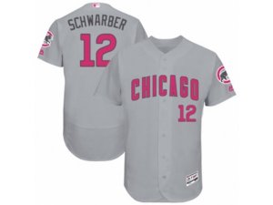 Chicago Cubs #12 Kyle Schwarber Grey Mother\'s Day Flexbase Authentic Collection MLB Jersey