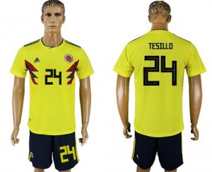 Colombia 24 TESILLO Home 2018 FIFA World Cup Soccer Jersey