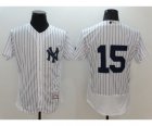 Men New York Yankees #15 Thurman Munson Majestic white stripe Flexbase Authentic Collection Player Jersey