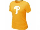 women MLB Philadelphia Phillies Heathered Yellow Nike Blended T-Shirt