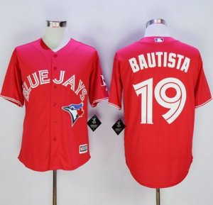 Men Toronto Blue Jays #19 Jose Bautista Red New Cool Base Canada Day Stitched Baseball Jersey