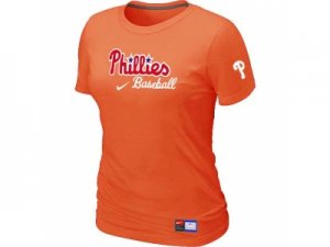 women Philadelphia Phillies Nike Orange Short Sleeve Practice T-Shirt