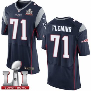 Mens Nike New England Patriots #71 Cameron Fleming Elite Navy Blue Team Color Super Bowl LI 51 NFL Jersey