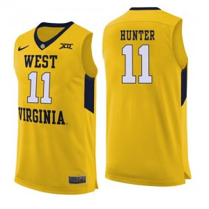 West Virginia Mountaineers 11 DAngelo Hunter Yellow College Basketball Jersey