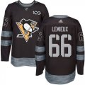Mens Pittsburgh Penguins #66 Mario Lemieux Black 1917-2017 100th Anniversary Stitched NHL Jersey