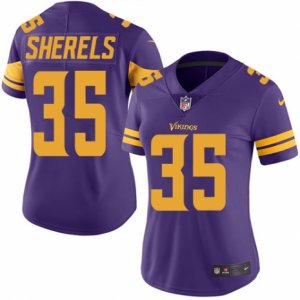 Women\'s Nike Minnesota Vikings #35 Marcus Sherels Limited Purple Rush NFL Jersey