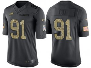 Nike Philadelphia Eagles #91 Fletcher Cox Mens Stitched Black NFL Salute to Service Limited Jerseys