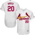Mens Majestic St. Louis Cardinals #20 Lou Brock White Flexbase Authentic Collection MLB Jersey